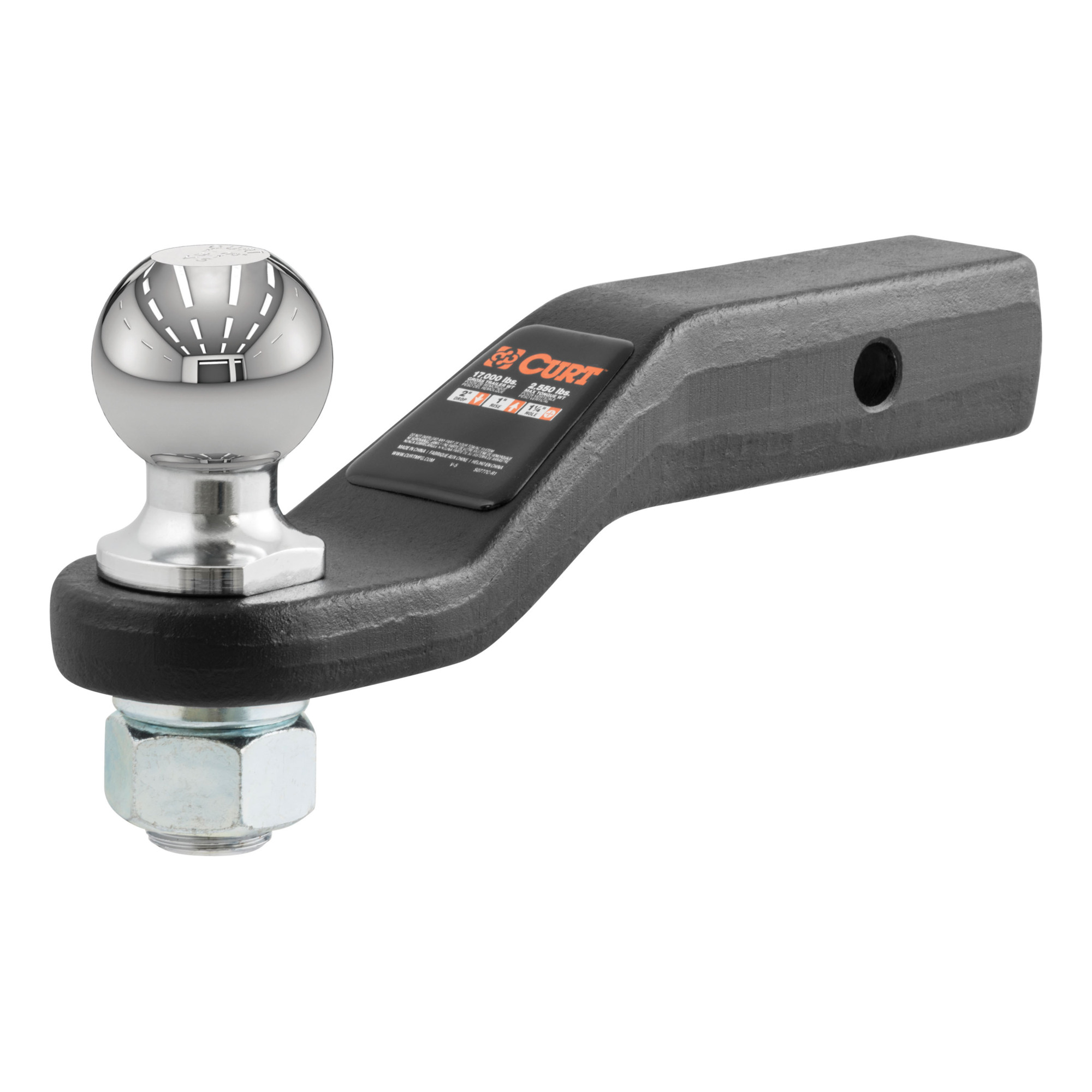 Curt Manufacturing, Loaded Forged Ball Mount w/ 2-5/16in. Ball 2in. Shank, 1 2in. Drop, Model# 45331
